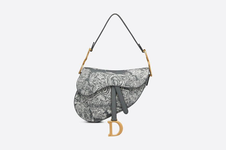 Saddle Bag Gray Toile de Jouy Reverse Jacquard