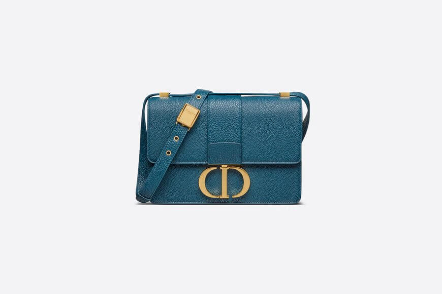 30 Montaigne Bag Steel Blue Grained Calfskin