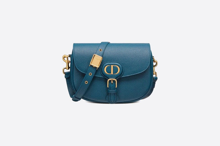 Medium Di**r Bobby Bag Steel Blue Grained Calfskin