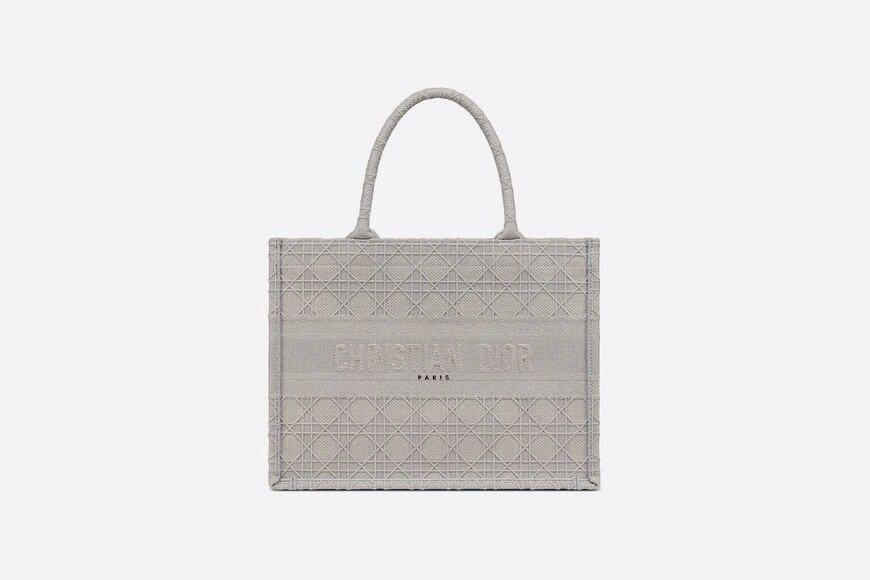 SMALL Di**r BOOK TOTE Gray Cannage Embroidery