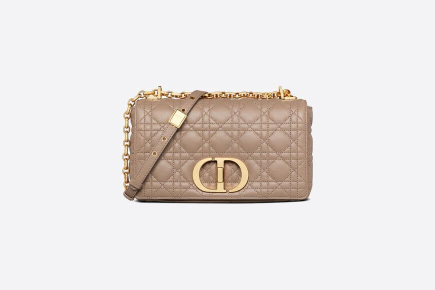 Medium Di**r Caro Bag Warm Taupe Supple Cannage Calfskin