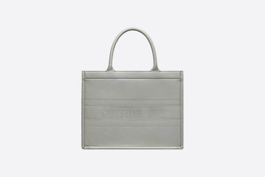 Small Di**r Book Tote Gray Calfskin