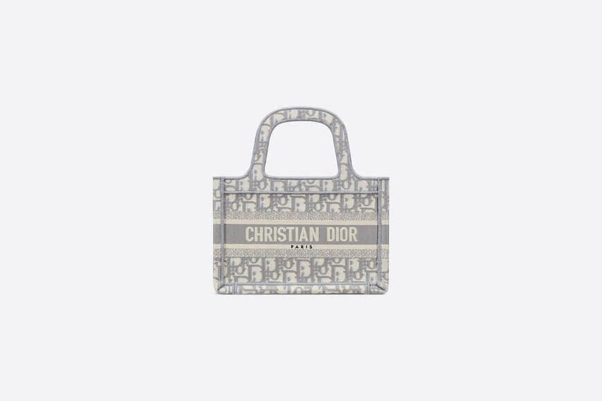 Mini Di**r Book Tote Gray Di**r Oblique Embroidery