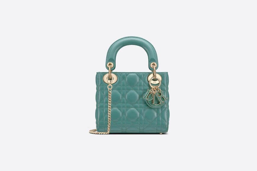 Mini Lady Di**r Bag Tundra Green Cannage Lambskin