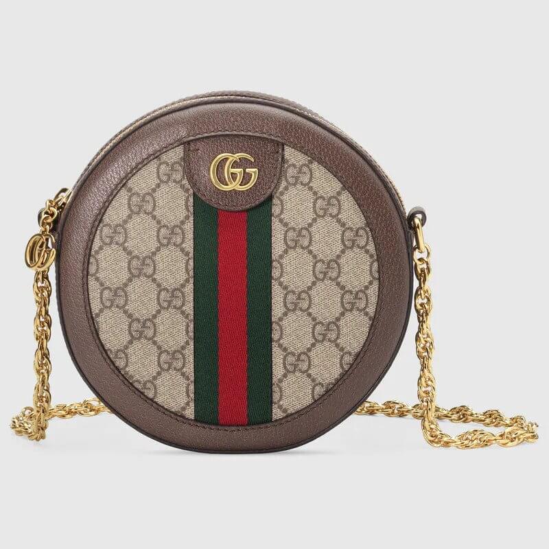 Beige / Ebony GG Supreme Ophidia Mini Round Shoulder Bag | G*G® US