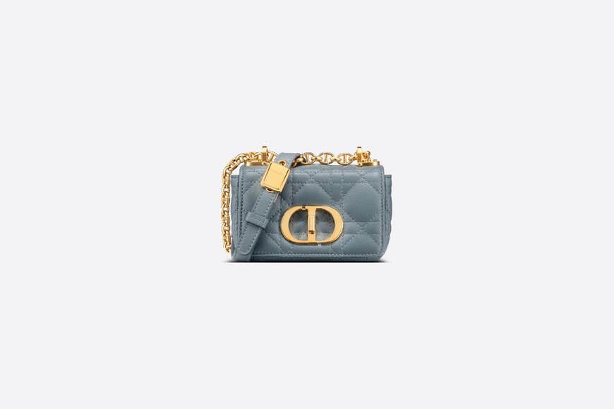 Micro Di**r Caro Bag Cloud Blue Supple Cannage Calfskin