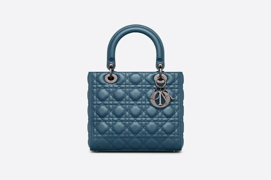 Medium Lady Di**r Bag Steel Blue Cannage Lambskin
