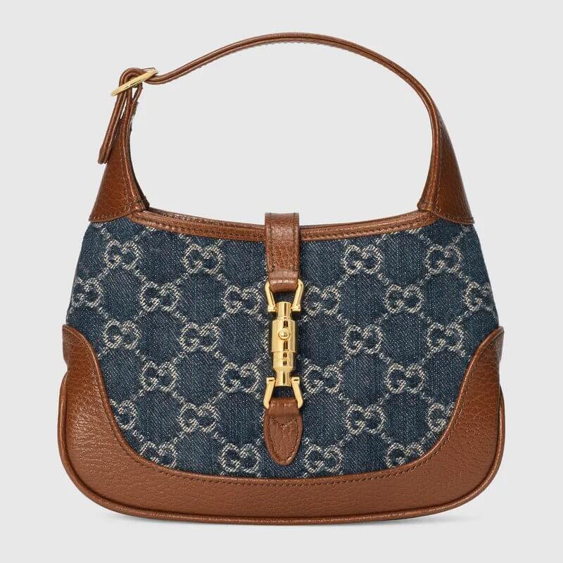 Jackie 1961 mini shoulder bag in blue and ivory GG denim | G*G® US