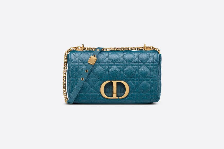 Medium Di**r Caro Bag Steel Blue Supple Cannage Calfskin