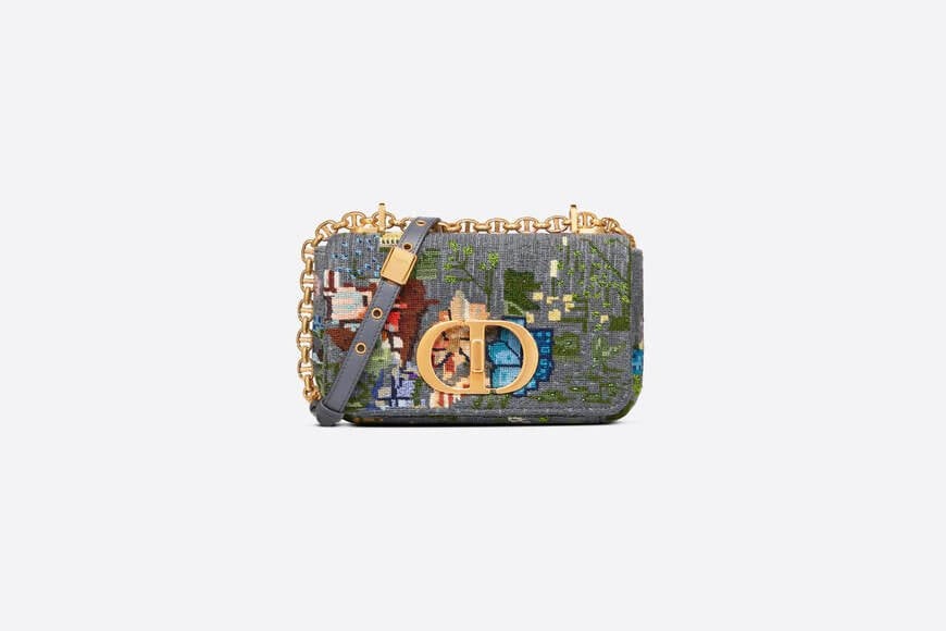 Small Di**r Caro Bag Gray Di**r Jardin Embroidery