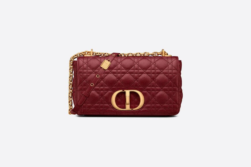 MEDIUM Di**r CARO BAG Brick Red Supple Cannage Calfskin