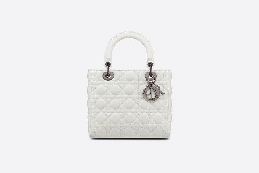 MEDIUM LADY Di**r BAG Latte Cannage Lambskin