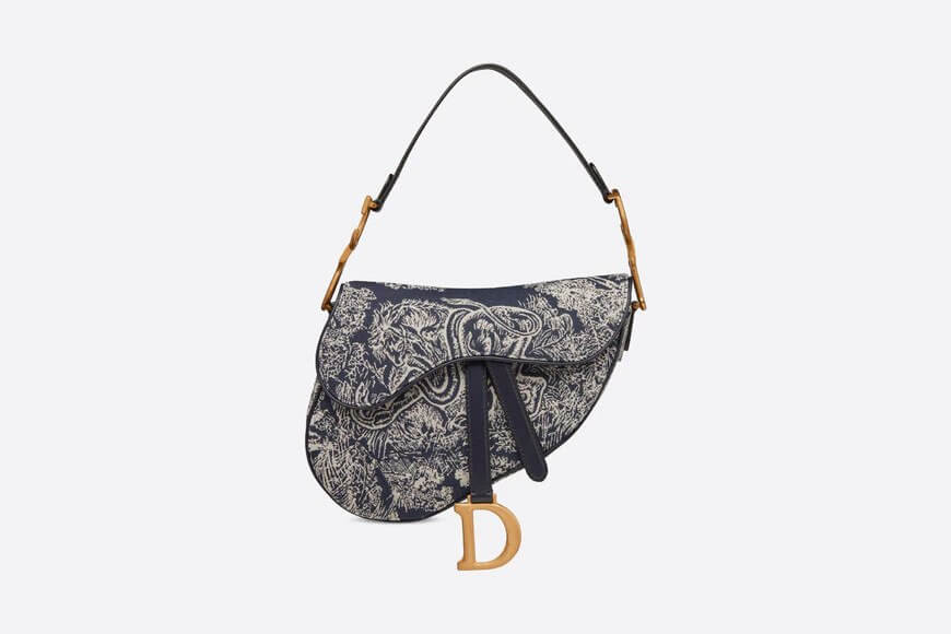 Saddle Bag Blue Toile de Jouy Reverse Jacquard