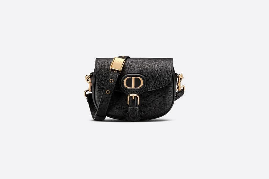 Small Di**r Bobby Bag Black Grained Calfskin