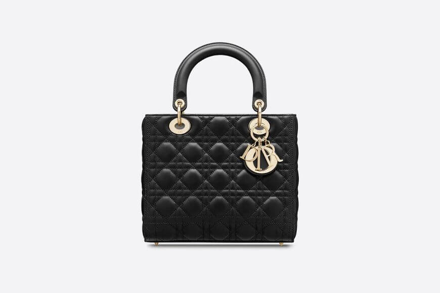 Medium Lady Di**r Bag Black Cannage Lambskin