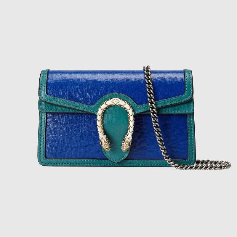 Dionysus super mini bag in blue and turquoise leather | G*G® US