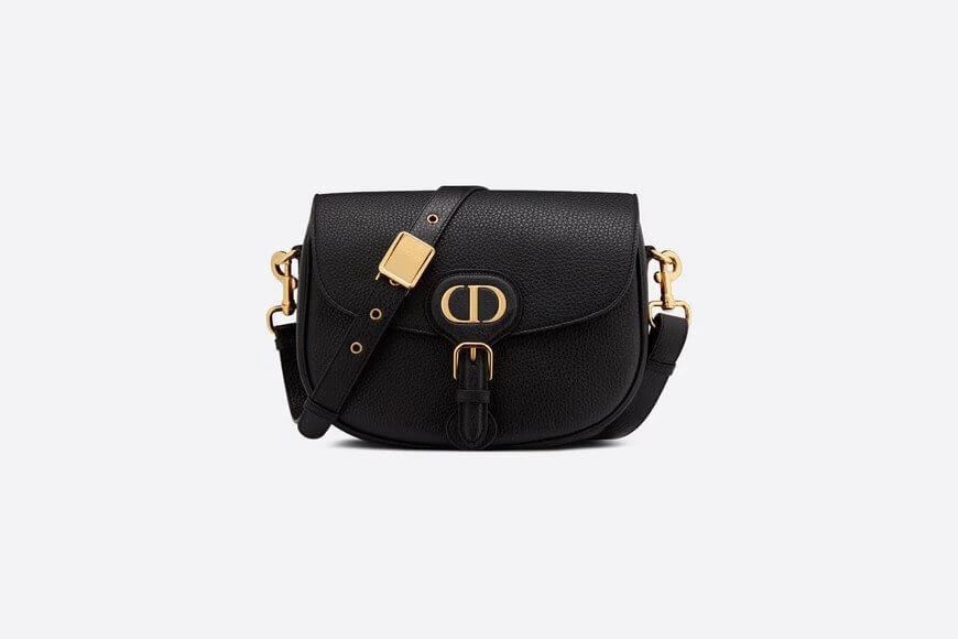 Medium Di**r Bobby Bag Black Grained Calfskin