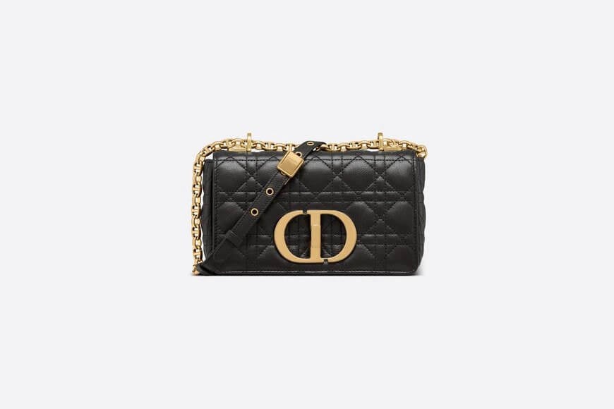 Small Di**r Caro Bag Black Supple Cannage Calfskin - Bags