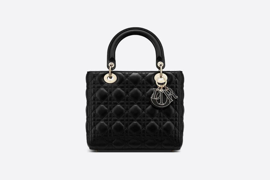 MEDIUM LADY Di**r BAG Black Cannage Lambskin