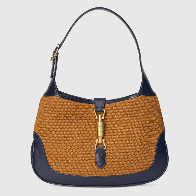 Jackie 1961 small shoulder bag in camel straw effect | G*G® US