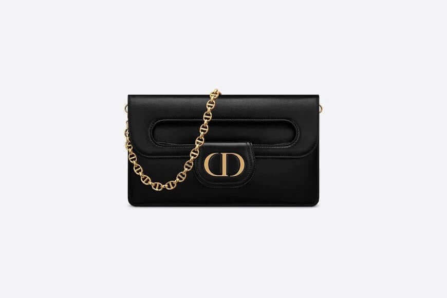 Medium Di**rDouble Bag Black Smooth Calfskin