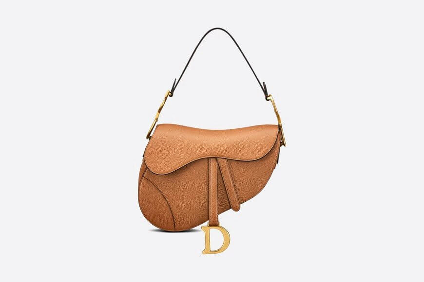 SADDLE BAG Cognac-Colored Grained Calfskin