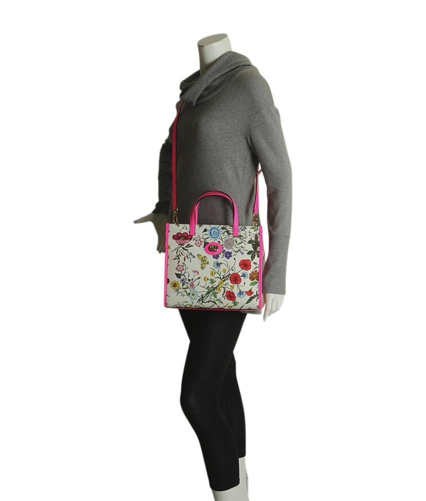 G*G 550141 Medium Flora Multi-Color Canvas & Pink Leather 2- Way Bag
