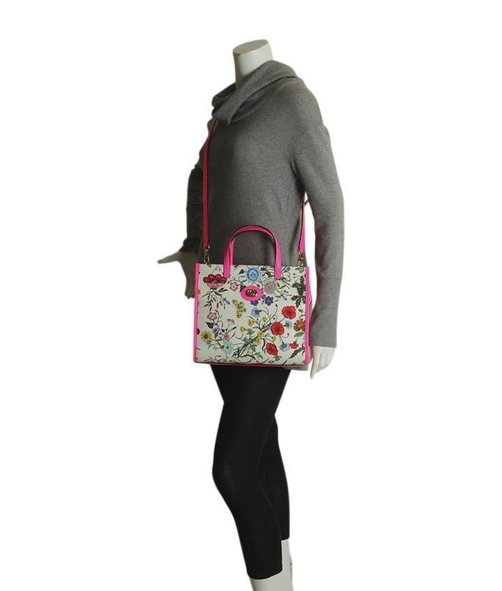 G*G 550141 Medium Flora Multi-Color Canvas & Pink Leather 2- Way Bag
