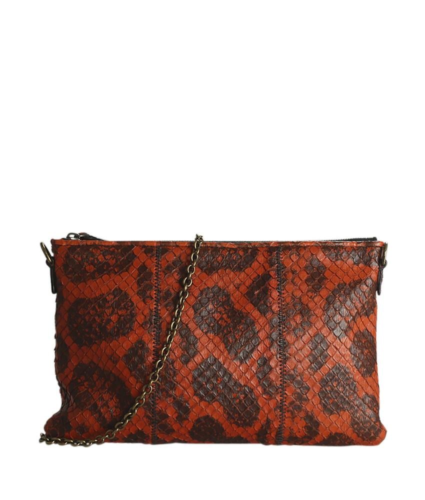 Bottega Veneta Bitello Red Snakeskin Crossbody Bag