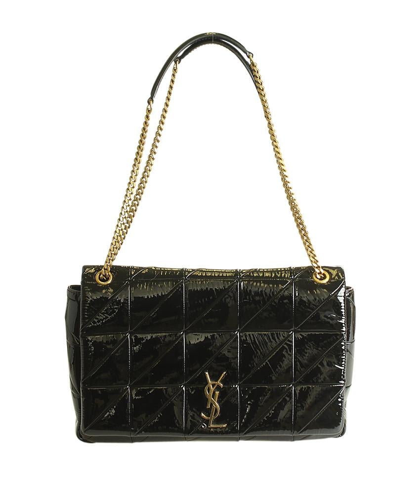 Yves Saint Laurent 527940 Large Jamie Black Patent Leather Shoulder Bag