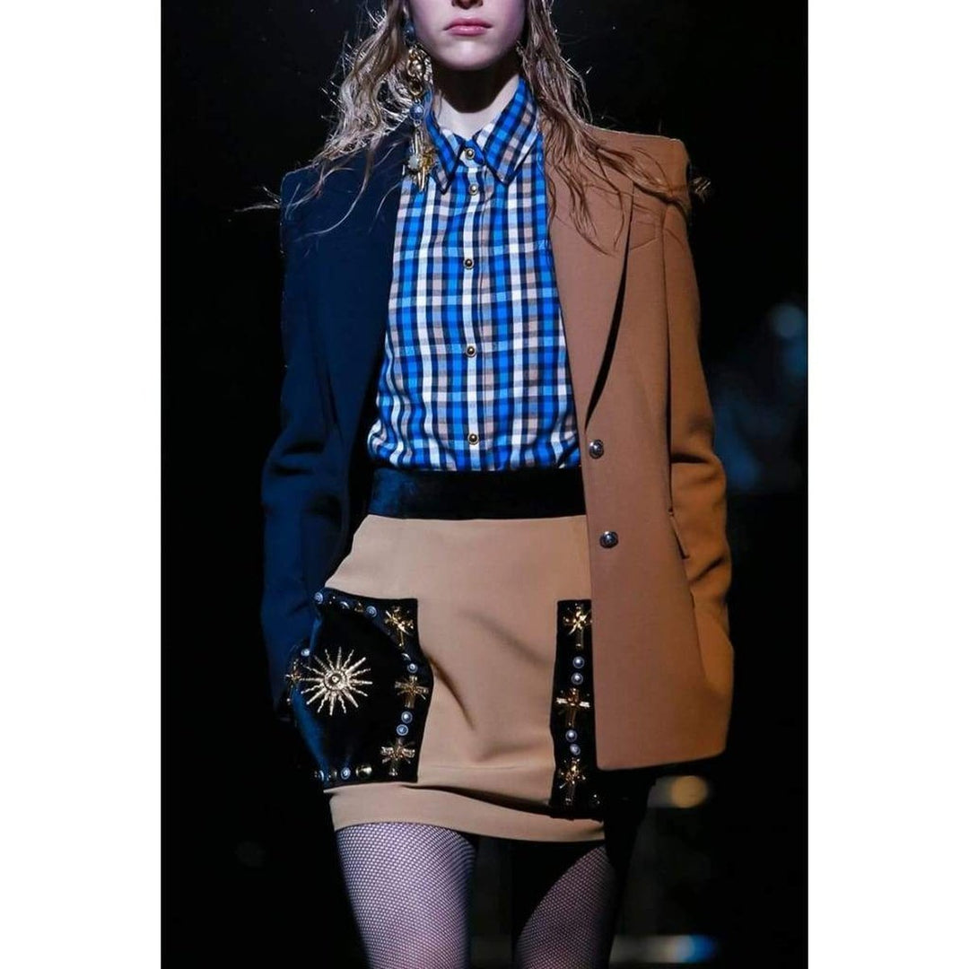 Embellished Velvet Mini Skirt