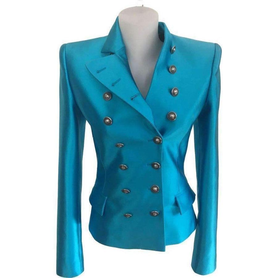 Fausto Puglisi-Fausto Puglisi Silk Double Breasted Silk Blazer - Runway Catalog