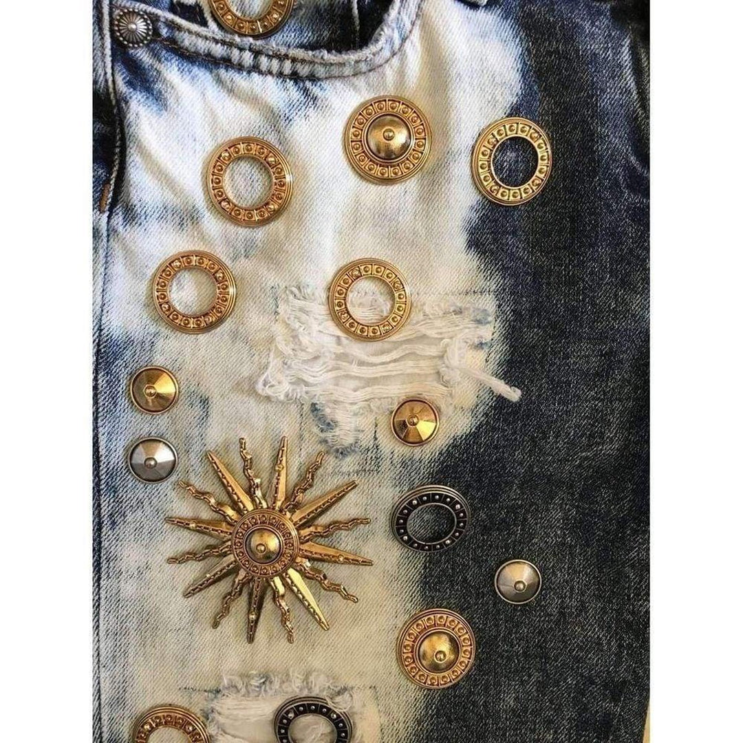 Skinny Metal Embellishment Jeans