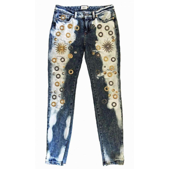 Fausto Puglisi-Fausto Puglisi Skinny Metal Embellishment Jeans - Runway Catalog