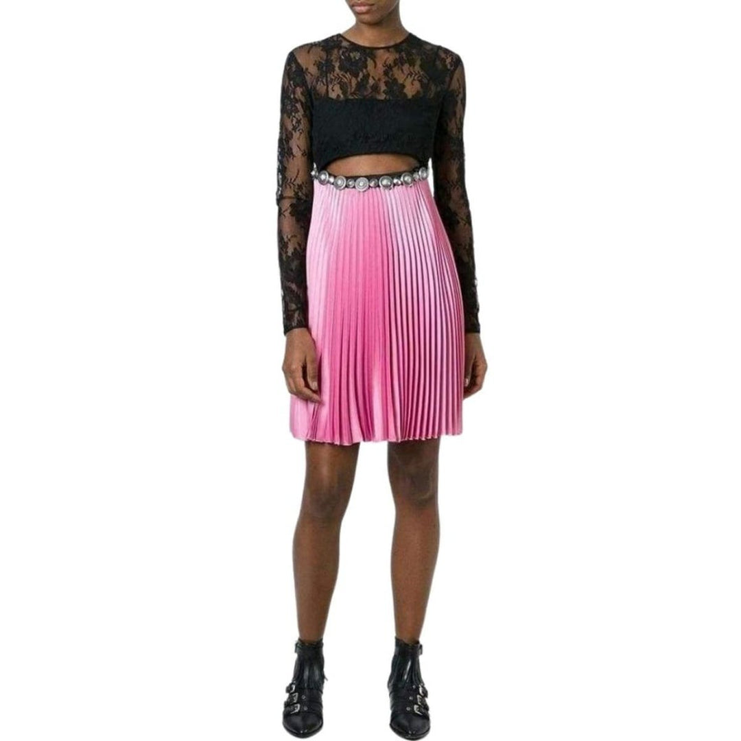 Floral Lace Pleated Dress