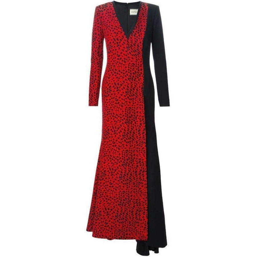 Fausto Puglisi-Red Leopard Print Stretch Silk Gown - Runway Catalog