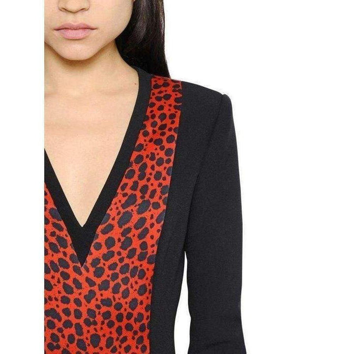 Red Leopard Print Stretch Silk Gown