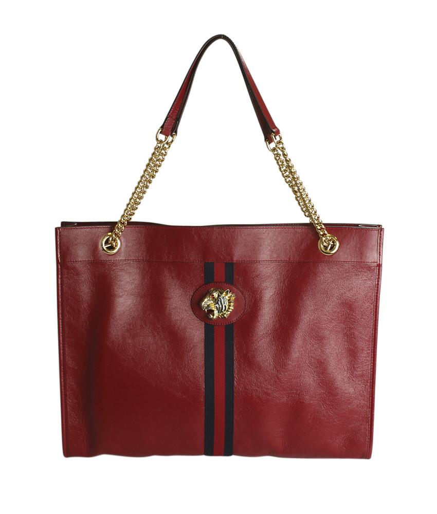 G*G 537219 Large Linea Rajah Red Leather Tote Bag