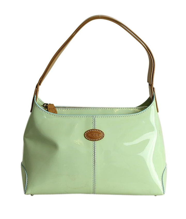Tods Patent Leather Green Patent Leather Shoulder Bag
