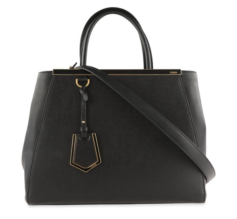 Fendi 2jours Medium Black Calfskin Leather Tote