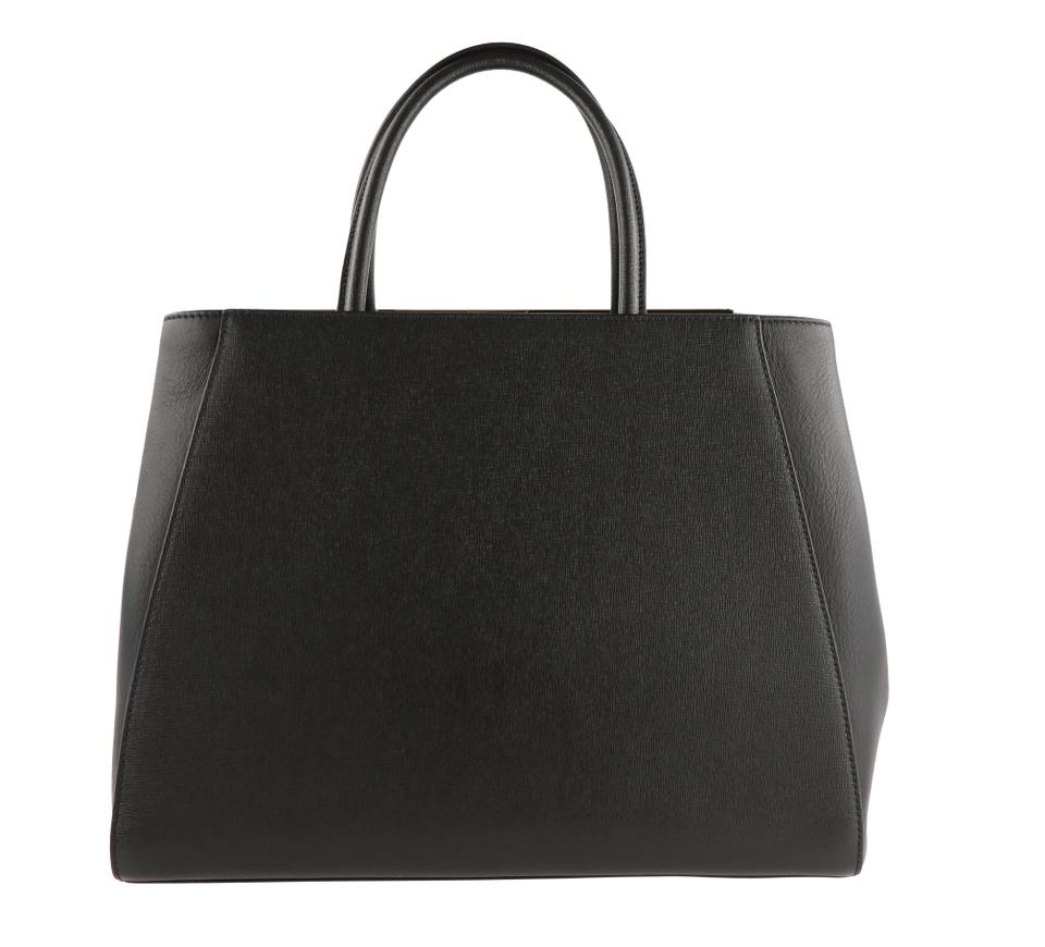 Fendi 2jours Medium Black Calfskin Leather Tote