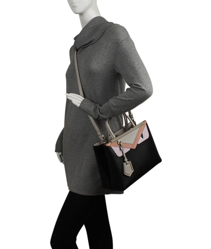 Fendi 8BH253 43T F042D Petite 2Jours Monster Black & Pink Leather Satchel