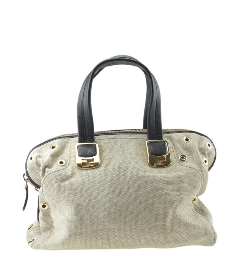 Fendi 8bl114 Chameleon Grey Canvas Satchel