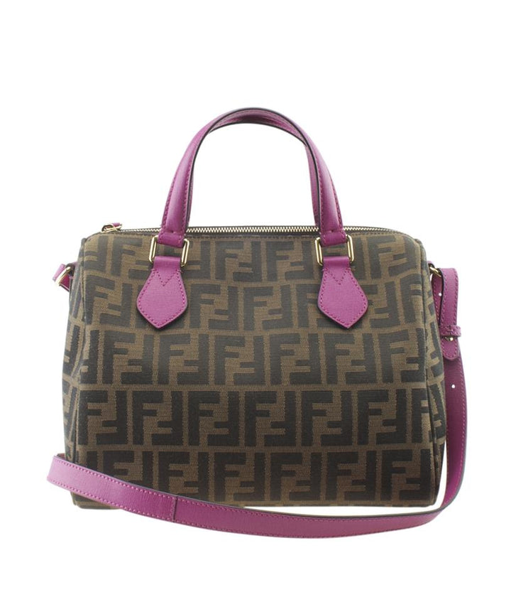 Fendi 8b Medium Zucca Boston Brown Canvas Satchel