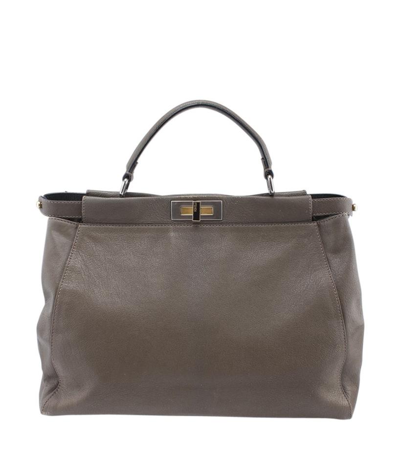 Fendi 8bn210 Large Peekaboo Xbrown Leather Satchel