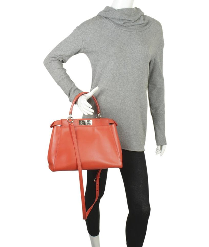 Fendi 8b Monster Peekaboo 2- Orange Leather Tote