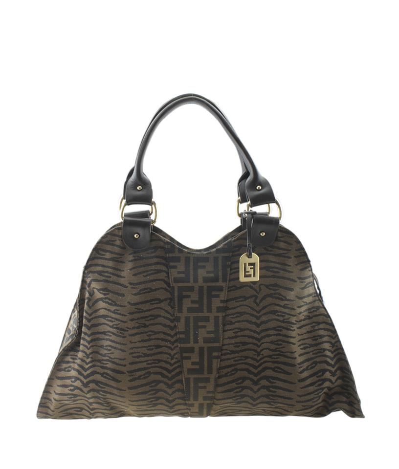 Fendi 8b Devil Trapezio Zucca Brown Canvas Shoulder Bag