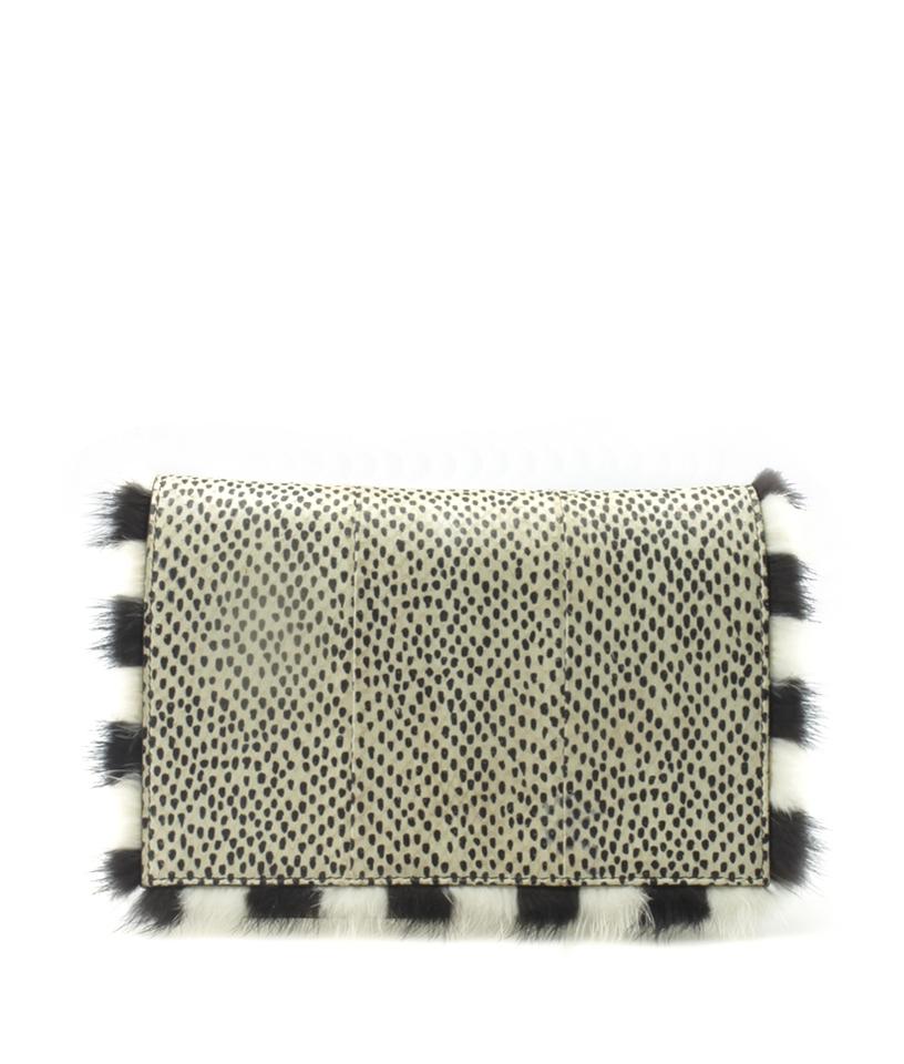Fendi 8bt203 White & Black Antheia Whitexblack Snakeskin Cross Body Bag