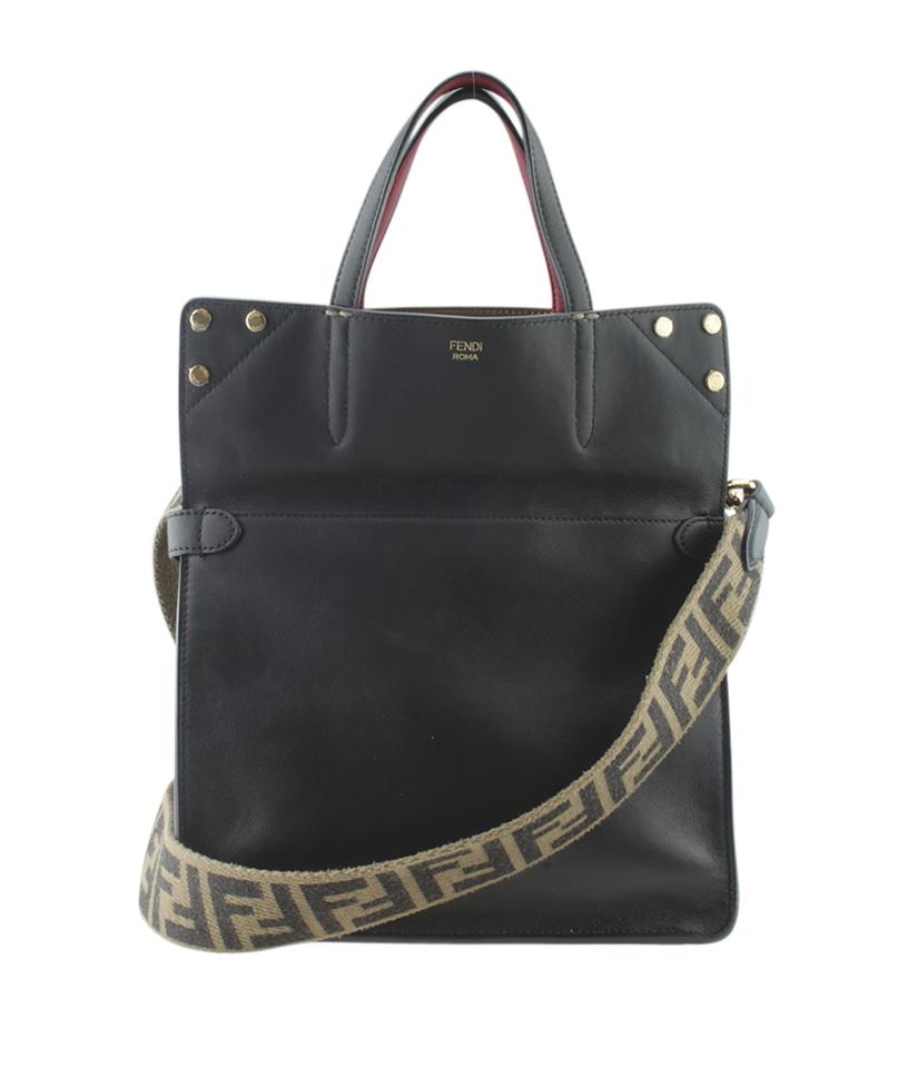 Fendi 8b Flip Medium Black Suede & Leather Brownxblack Leatherxsuede Tote