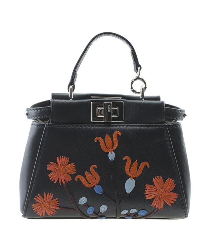 Fendi 8 Micro Peekaboo Floral 2- Way Blue Leather Cross Body Bag